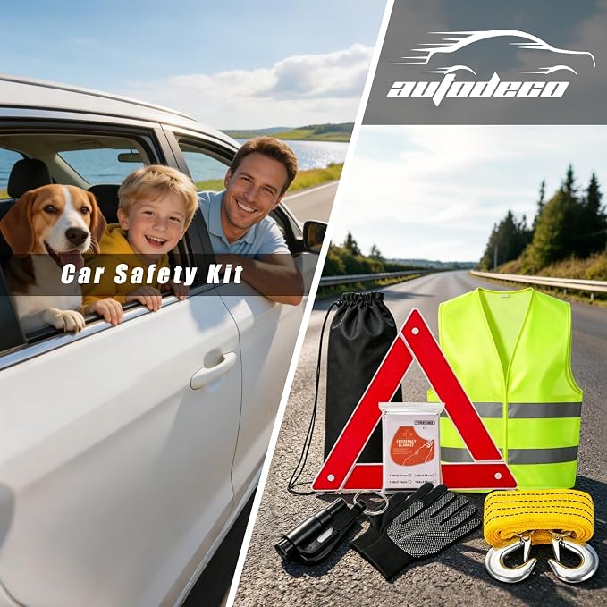 Car Roadside Emergency Kit Automotive Car Safety Kits for Vehicles Woman Man Teen Black