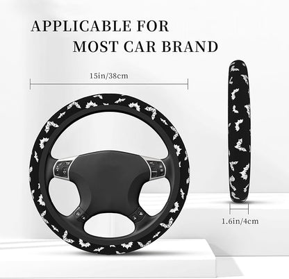 Halloween Bats Steering Wheel Cover for Women & Men – Universal 15 Inch Car Accessories, Non-Slip & Stylish Design, Fits Most Cars, SUVs, and Auto