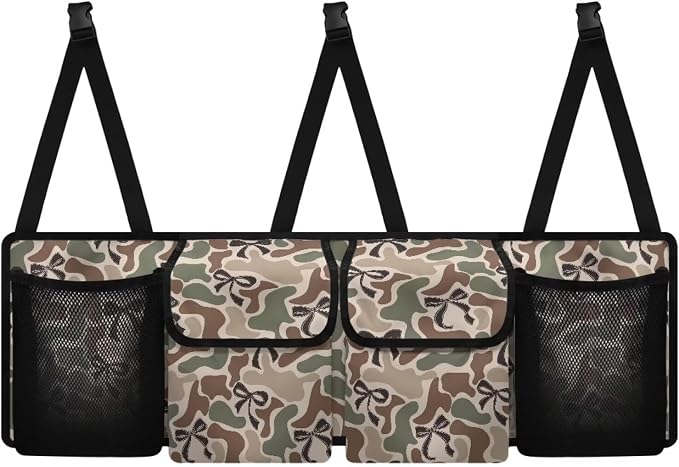 Bow Camo Hunting Car Trunk Organizer Foldable Vehicle Interior Cargo Organizers Accessories Waterproof Collapsible Car Storage Bag with 4 Pockets for Cars Sedans SUVs