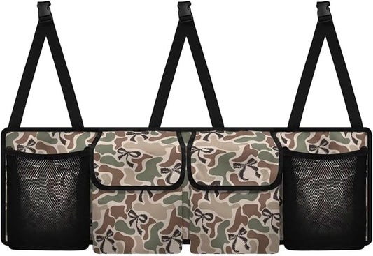 Bow Camo Hunting Car Trunk Organizer Foldable Vehicle Interior Cargo Organizers Accessories Waterproof Collapsible Car Storage Bag with 4 Pockets for Cars Sedans SUVs