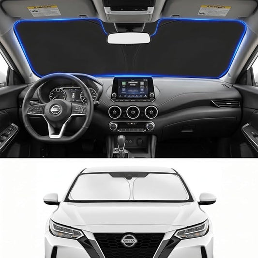 Custom Fit Windshield Sun Shade for Nissan Sentra 2020-2026 | Custom Fit Windshield Cover, Blocks UV Rays, Double-Layer Heat Shield, Durable Frame, Easy Fold & Storage
