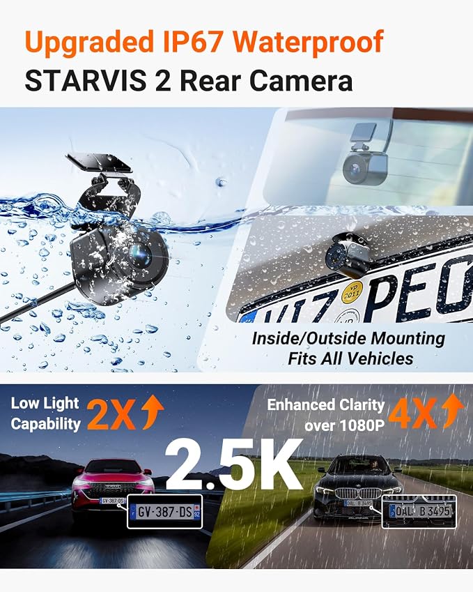 Vantrue N4 Pro S 4K 3 Channel Dash Cam for Truck, 4K+1080P+2.5K Front Inside Rear Camera, Triple STARVIS 2 HDR IR Night Vision, IP67, Voice Control, Parking Mode, GPS, Wi-Fi, Support 1TB (RC09)