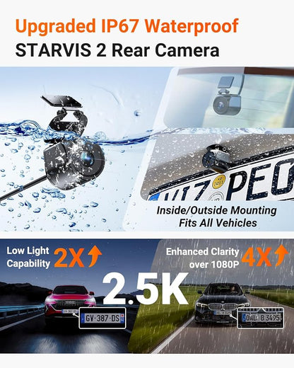 Vantrue N4 Pro S 4K 3 Channel Dash Cam for Truck, 4K+1080P+2.5K Front Inside Rear Camera, Triple STARVIS 2 HDR IR Night Vision, IP67, Voice Control, Parking Mode, GPS, Wi-Fi, Support 1TB (RC09)