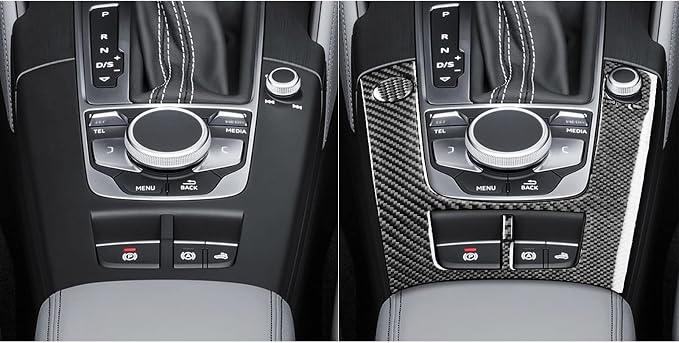 Real Premium Carbon Fiber Sticker Compatible with Audi A3 S3 RS3 8V 2013 2014 2015 2016 2017 2018 2019 Car Center Console Gear Shift Panel Control Frame Decor Auto Interior Accessories Decal Black