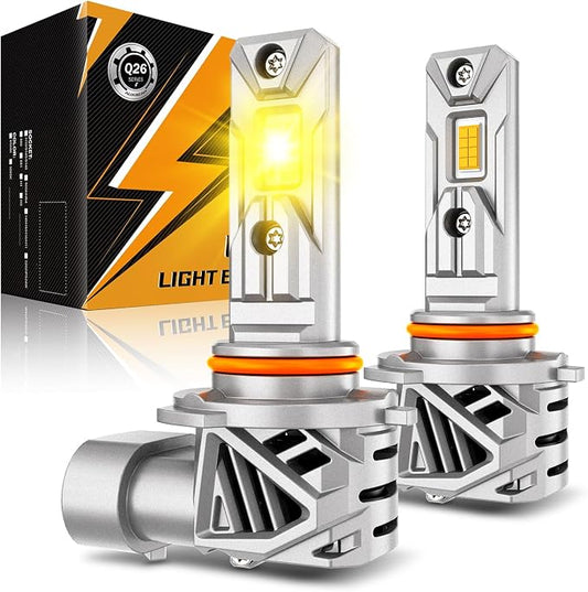Auxbeam 9005 H10 9145 Fog Light, 20000LM 3000K Golden Yellow 9005 Offroad Light or Fog Light