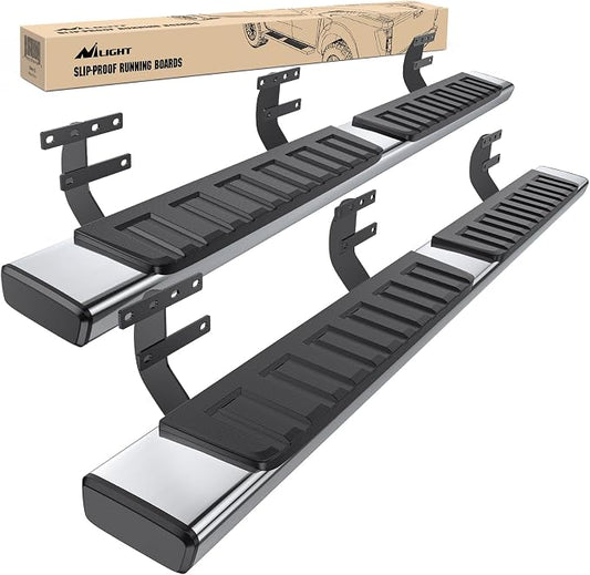 Nilight Running Boards for 2019-2026 Dodge Ram 1500 Quad Extended Cab New Body Style (Exclude 2019-2026 Classic) 6 Inch Slip-Proof Stainless Steel Bolt-on Side Step Nerf Bars,