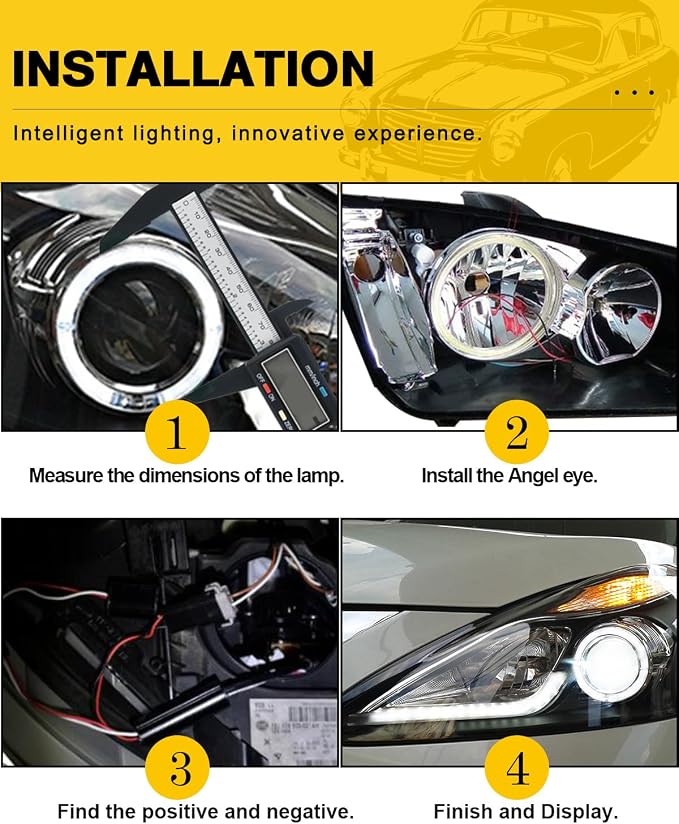Qasim 1-Pair White 60MM 45SMD COB LED Halo Ring Angel Eyes LED Fog Light DRL Warning Lamps with Lampshade Cover 12V 24V