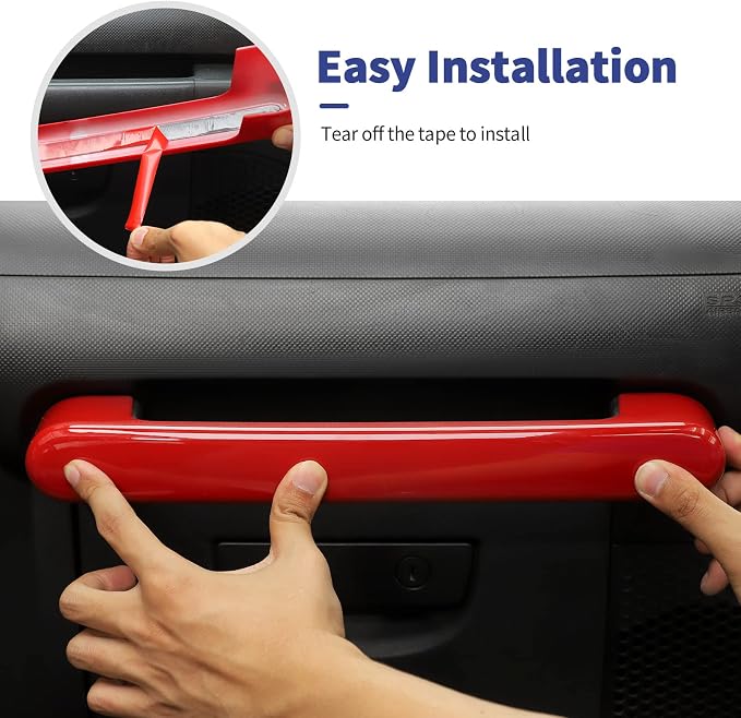 10PCS Full Set Interior Trim Kit Compatible with 2007-2010 Jeep Wrangler JK JKU,Co-Pilot Grab Handle Dashboard Frame Bezel Side Outlet Cover Trim (Red)