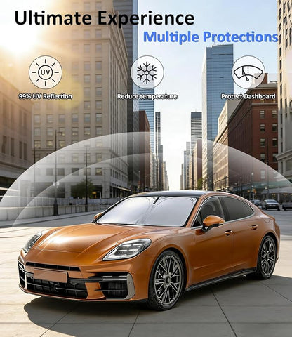 Sun Shade for Audi Q5/SQ5 2009-2017, for Porsche Panamera 2017-2024 | Front Window Sun Visor Protector & Heat Shield, 240T Sunshade Protection Blocks UV Rays, Car Accessories