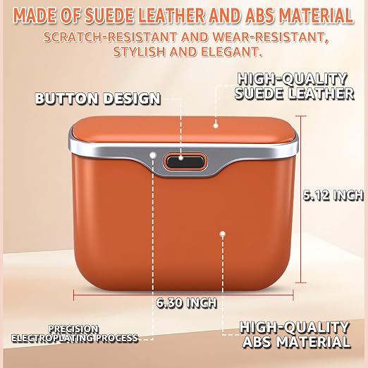 HOLDCY Car Trash Can, Waterproof Multi‑Functional Auto Trash Bin for Door/Console/Seat Back, Universal Vehicle Garbage Can for Car/Truck/SUV Drivers (Orange)