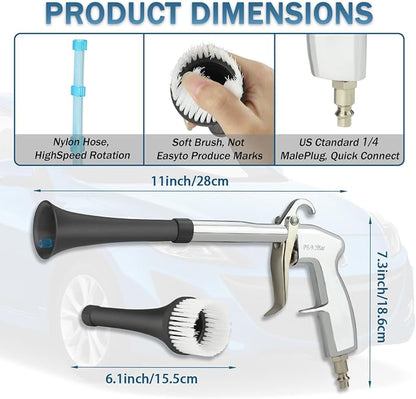 Car Cleaning Air Gun with 2 Nozzle Sets,Interior Cleaning Kit for Vehicle Upholstery, Carpet, and Seats