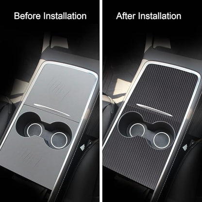 Farmogo Center Console Carbon Fiber Wrap Kit for Tesla Model Y 2020-2024 & Model 3 2021-2023 2PCS Center Console Cover Interior Decoration Wrap Kit for Tesla Model Y/3 Accessories (Matte Carbon Fiber)