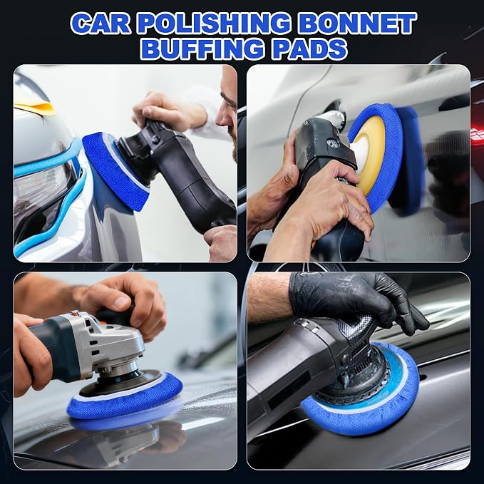 20 PCS Car Polisher Pad Bonnet 5 to 6 Inch , Car Polishing Bonnet Buffing Pads, Lamb Fleece Buffing Pad Cover, 12*Microfiber 8*Woollen