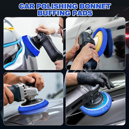 20 PCS Car Polisher Pad Bonnet 5 to 6 Inch , Car Polishing Bonnet Buffing Pads, Lamb Fleece Buffing Pad Cover, 12*Microfiber 8*Woollen