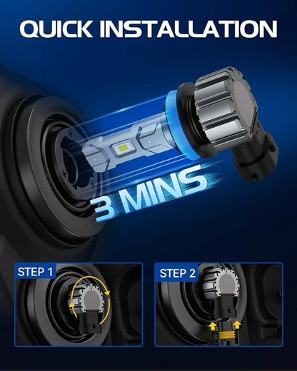 Laxmas H11/H8/H9 Fog Bulb, 28,000LM Brightness 6500K Cool White, Wider Driving Vision, Fanless Design, Plug and Play, 2 Pack
