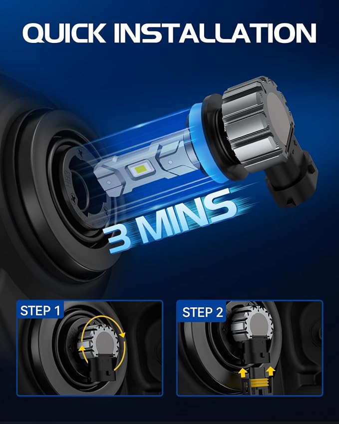 Laxmas 2025 Super Brightness 9005 H11 Bulb Combo, 56,000LM Brightness LED Light, HB3 and H8/H9 Bulbs, Wider Driving Vision, 6500K Cool White, Plug and Play, Pack of 4