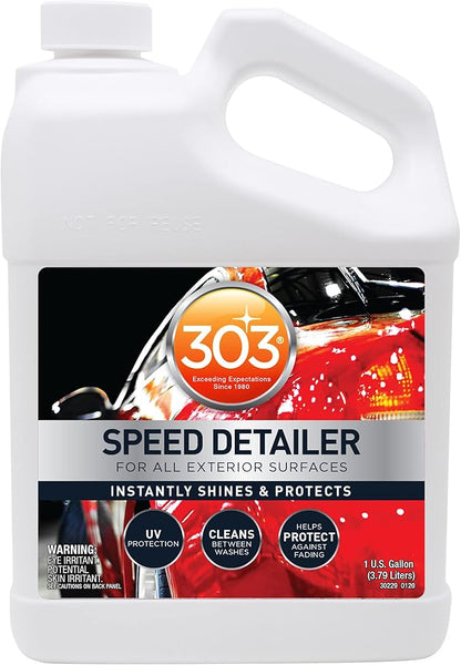 303 Products Speed Detailer - Instantly Shines and Protects Paint - for All Exterior Automotive Surfaces - Cleans Between Washes - UV Protection, 1 Gallon, (30229)