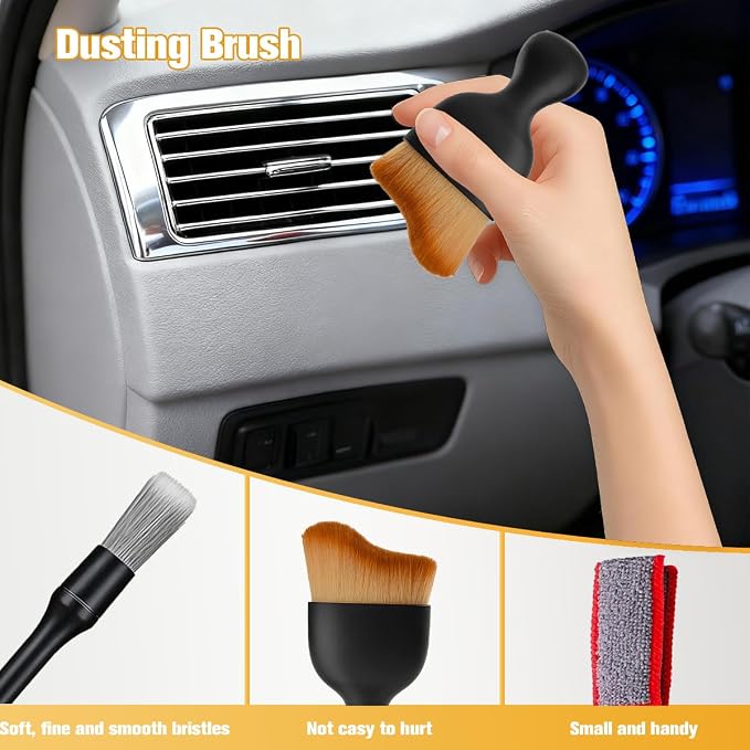4PCS Car Detailing Brush Kit, Including 1 Ultra Soft No Scratch & 3 Vent Cleaning Brushes, Multi-Use Automotive Interior Detailing Kit, Universal for Most Vehicles