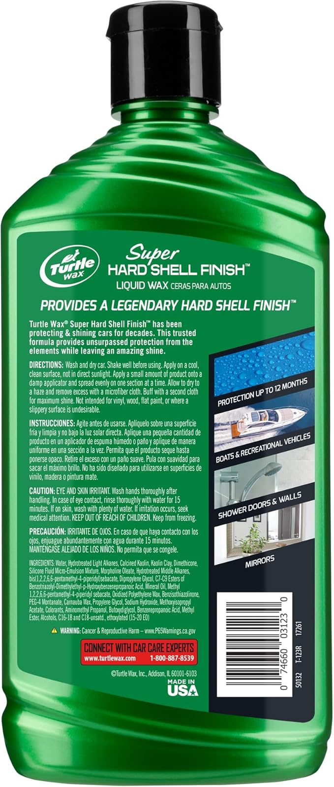 Turtle Wax T-123R Super Hard Shell Liquid Car Wax - 16 Fl Oz., Green