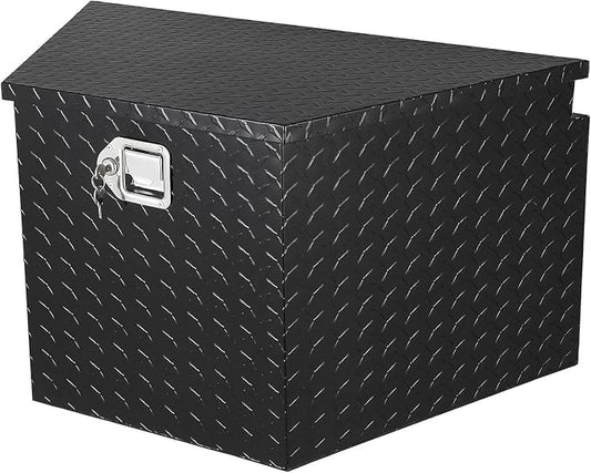 GarveeTech 33 in Trailer Tongue Boxes,Heavy Duty Aluminum Trailer Tool Box With Lock and Keys,Diamond Plate Storage Box,Waterproof Trailer Box for Pick Up Truck Bed,RV Trailer,Black