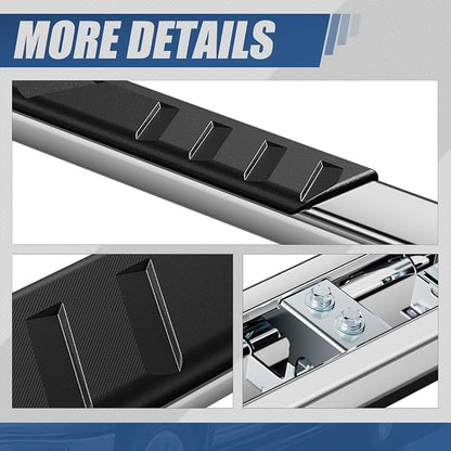 Auto Dynasty Flat Running Boards Compatible with 2004-2014 Ford F150 Extended Super Cab, Stainless Steel Side Step Rail Nerf Bars, 5” Step Bars, Polished Chrome