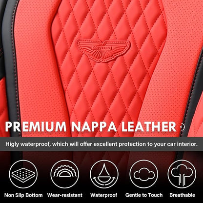 Coverado Seat Covers 2 Pack, Car Seat Covers Front Seats, Red Car Seat Cover, Waterproof Car Seat Covers, Car Seat Cushion, Front Leather Seat Protector Fit for Most Cars