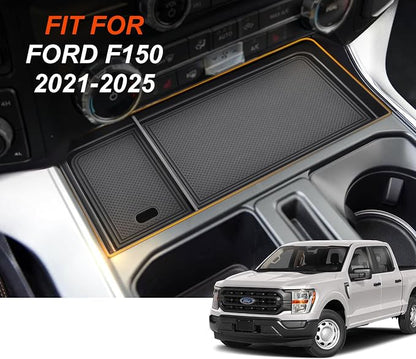 Center Console Organizer for F150 2021-2026 / Lightning XLT 2022-2024 with Rubber Liners and USB Hole Keep Clean and Organized Deep Center Console tray Perfect for F150 Right in Front Shifter|Upgrade|