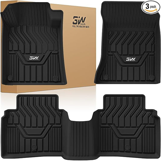 3W Floor Mats Custom Fit for Nissan Altima 2019-2025 2026, TPE All Weather Accessories Custom Fit Floor Liner for Nissan Altima 1st and 2nd Row Full Set Car Mats