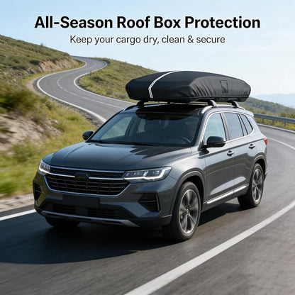 Roof Box Cover, Dimensions: 77 x 35 x 17 Inches Universal Waterproof, Dustproof, UV-Resistant, Scratch-Resistant Roof Box Cover Compatible with Thule, Perflex, Yakima Brands Bottom Snap-On Design