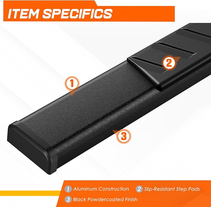 [Pair] 5 Inch Black Stainless Running Boards/Side Steps/Nerf Bars Compatible with 04-14 Ford F150 Crew Cab