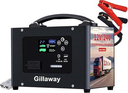 Gillaway 10000A Jump Starter, 24V 155WH Car Jump Starter Battery Pack for All Gas & All Diesel Engine, Portable Truck Jump Starter, Power Station for Camping Essentials, Portable Power Bank (V10-1)