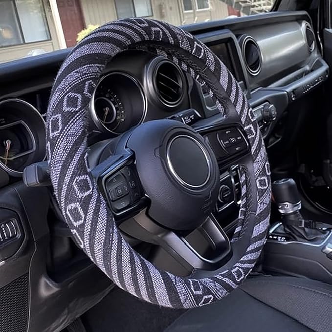 Boho Steering Wheel Cover for Women Men Baja Blanket Enthic Car Steering Wheel Cover Ethnic Car SUV Wheel Protector, Breathable, Anti-Slip, Odorless, Universal Fit 14.5-15 Inch