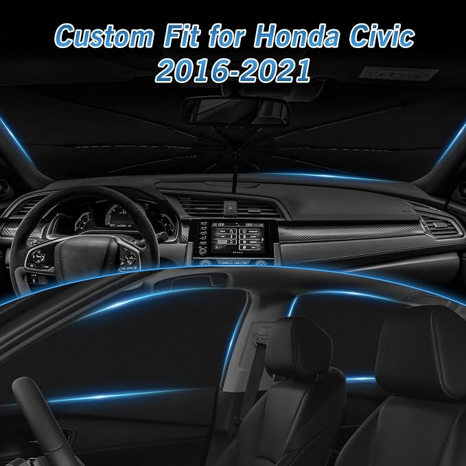 KUST Windshield Sun Shade Umbrella for Honda Civic EXL 2016 2017 2018 2019 2020 2021 Rear Window Shades 100% UV Protection and Blackout Privacy 5PCS Car Window Covers Accessories