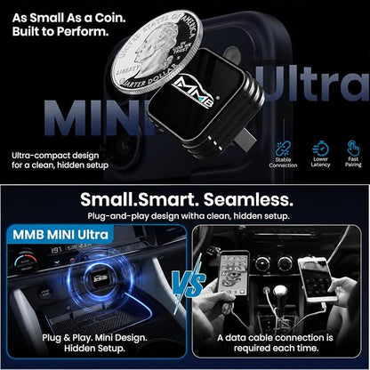 MMB Wireless CarPlay Adapter for iPhone, 2-in-1 Wireless CarPlays & Android Auto Adapter, Convert Wired to Wireless CarPlay,Plug & Play,Auto Reconnect, No Delay, USB-A/Type-C for iOS 10+ & Android 11+
