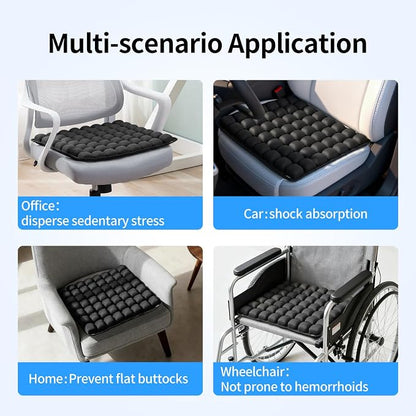 JFT Inflatable Air Seat Cushion for Pressure Relief - 56 Interconnected Air Cells - Ergonomic Pad for Office Chair, Wheelchair & Car - Built-in Pump for Easy Inflation - Lycra & TPU, 17.7" x 15.7"