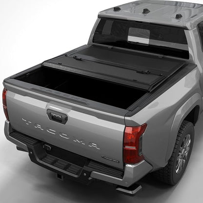 Tutel Low Profile Hard Shell Tri Fold Truck Bed Tonneau Cover|Fits 2024-2026 Toyota Tacoma w/OE Track System 5'1" Bed (60.5") - TTLGSLPT040