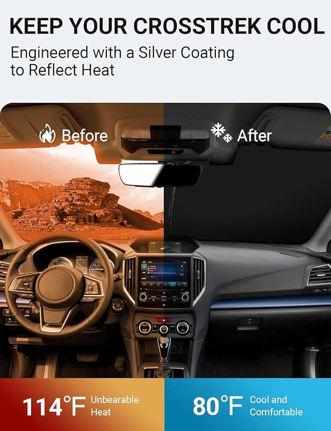 Proadsy 2026 Upgrade Front Windshield Sun Shade Foldable Sunshade Protector Custom Fit 2018-2025 Crosstrek 2.0i Premium Limited Wagon Accessories