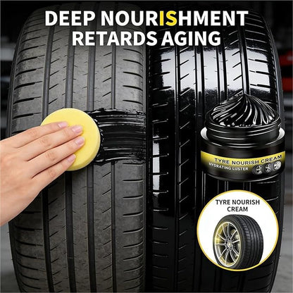 Car Tire Ceramic Coating, 2026 Powerful Wheel Cleaning Refurbish Wax with UV Blocking Dust, Tyre Nourish Cream, Tire Shine Cream for Long-Lasting Auto Care(1Pcs)