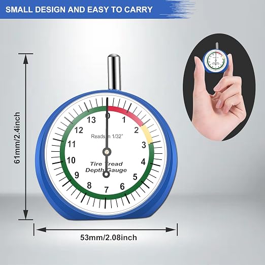 Tire Tread Depth Gauge, Tire Depth Gauge in 1/32 inch, for Motorcycle, car,Truck and Bus