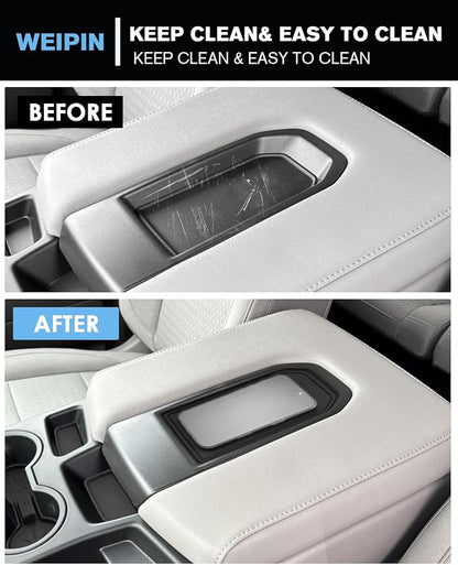 for 4PCS Center Console Water Cup Holder Insert Non-Slip Rubber Mats Compatible with Split-Bench Folding Seat 2019-2026 Chevy Silverado/GMC Sierra 1500&2024-2026 Silverado&Sierra 2500HD/3500HD