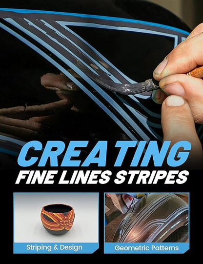 RED WOLF 1/4" x 36yd PVC Fine Line Pinstriping Tape 3 Rolls, Automotive Car Paint Masking Tape for Sharp Graphic Design Curves Conformable Stretch Fineline Pinstripe Tape for Motorcycle DIY Paint Art