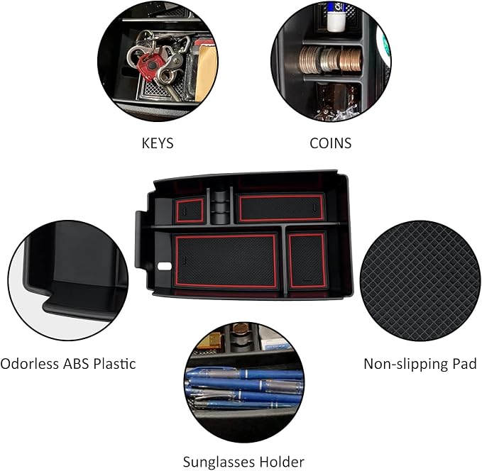 Compatible with Ford Escape 2020 2021 2022 2023 2024 2025 2026, Bronco Sport 2021-2023 2024 2025 2026 Accessories Center Console Tray Organizer, Armrest Secondary Storage Box