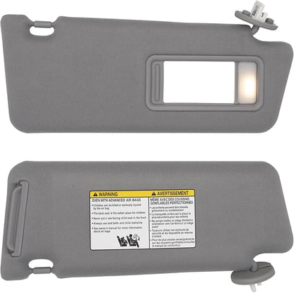 NHILES Passenger Right Side Sun Visor Replacement Fits for Toyota Tacoma 2005-2015 Sunshade with Light 7431004120B0 Color Gray