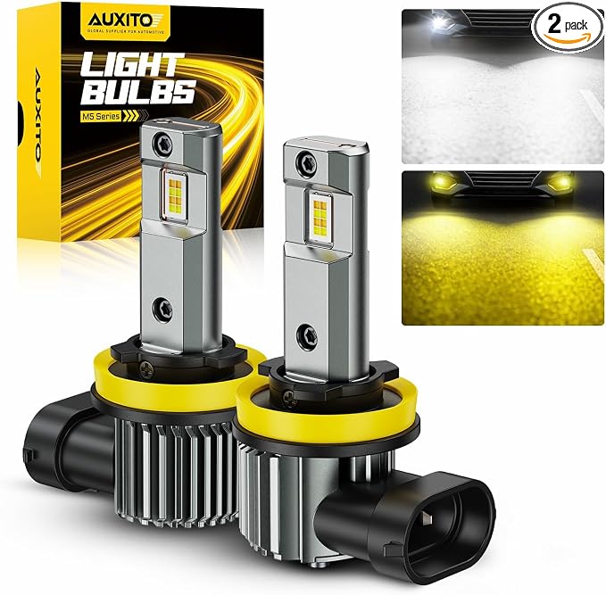 AUXITO 80,000LM H11/H8 LED Switchback Bulbs, 1:1 Mini Size H11 LED Fog Light Bulbs, 6500K & 3000K Dual Color Driving Lamps, No Polarity Plug-and-Play, 60,000H Lifetime