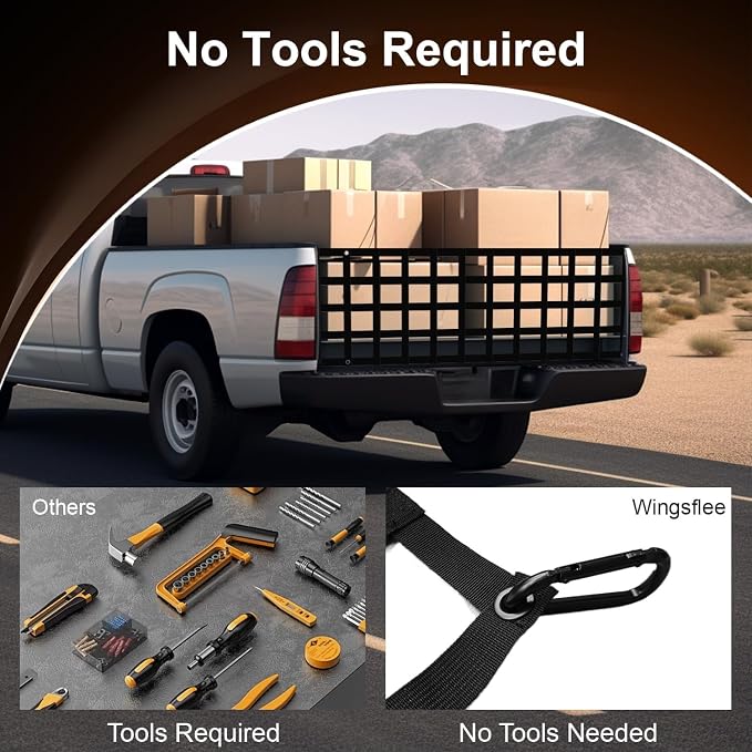 Tailgate Net - for Full Size Truck Cargo Net Compatible with Ford, Chevy, Dodge,Ram etc - Tail Gate Extender Nets for Pickup Truck Bed Accessories (60" x 18")