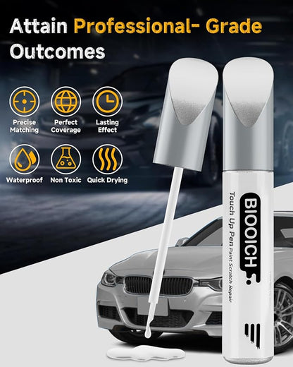 Touch Up Paint Pen Exact Color Match Car Chip and Scratch Repair (for BMW, Glacier Silver Metallic(A83))