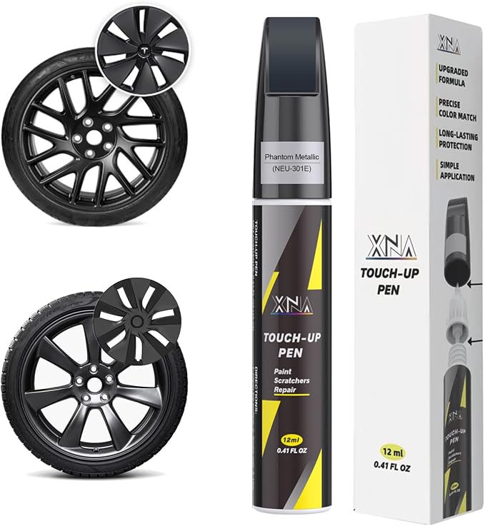 Rim Touch Up Paint(Phantom Metallic(NEU-301E)) for Tesla Model 3 (2024+) 18" Photon Wheels/Model 3 Performance 19" Gemini Dark Wheels, 2 in 1 Car Wheel Scratch Repair Kit, Quick & Easy Remover Curb Rash