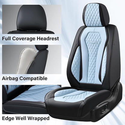 Coverado Car Seat Covers, Seat Covers Front Seats, Blue Car Seat Cover, Waterproof Car Seat Covers, Car Seat Cushion, Front Leather Seat Protector Fit for Most Cars