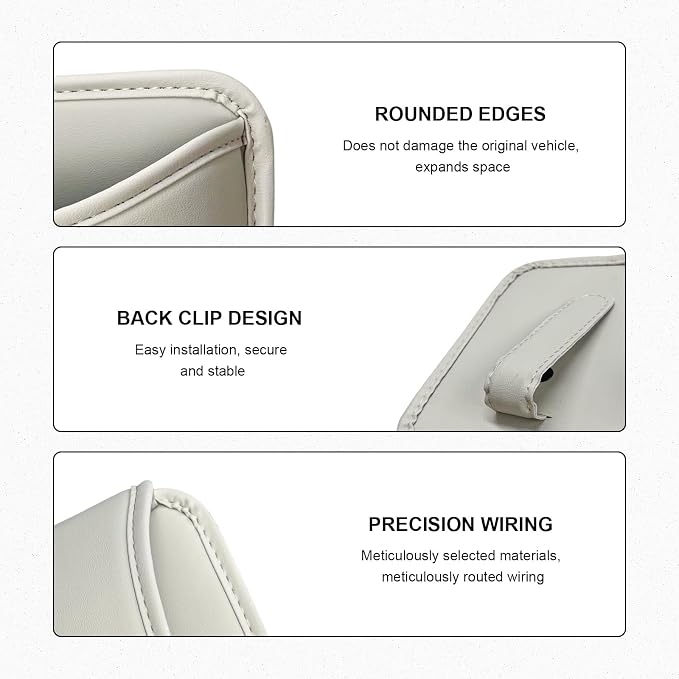 Car Trash Can, Clip On Garbage Organizer Multifunctional Car Door Hanging Container, Waterproof Leather Trash Bin Universal Interior Storage Box for Vehicle Home Office (Beige)