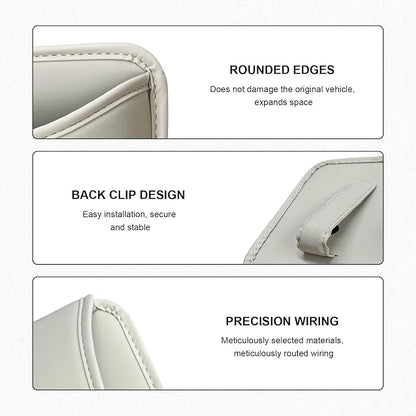 Car Trash Can, Clip On Garbage Organizer Multifunctional Car Door Hanging Container, Waterproof Leather Trash Bin Universal Interior Storage Box for Vehicle Home Office (Beige)